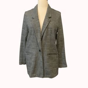 Old Navy Herringbone One Button Blazer M Black White